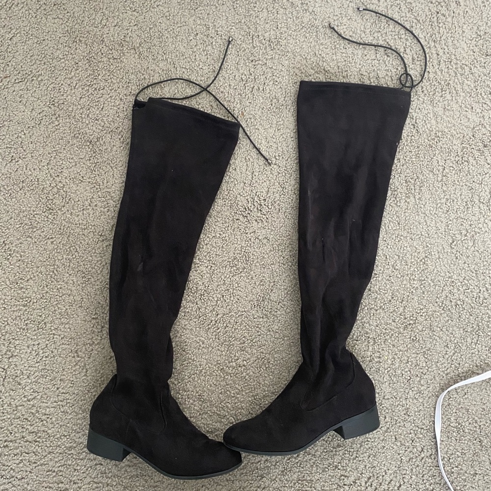 Black thigh high boots